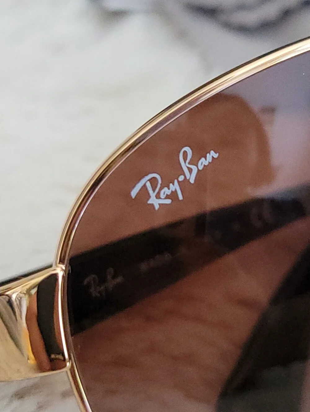 Ray-Ban Gold Frame Brown Lens Aviator Sunglasses